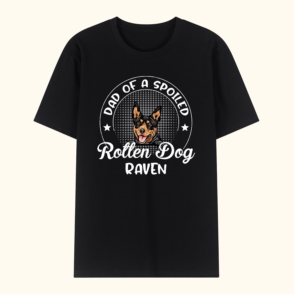 Personnalisé Multicolore Papa Maman d'un chien pourri gâté Chat 100% coton T-shirt avec nom disponible Cadeau d'anniversaire pour les amoureux des ani