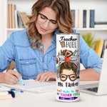 Personalised Cartoon Girl 20oz Skinny Tumbler with Straw and Brush Teacher’s Day Appreciation Gift for Teacher