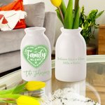 Personalized Family Will Always Be Connected By Heart Flower Ceramic Vase with 1-12 Names Birthday Home Decoration Gift for Family
