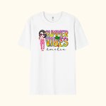 Personalized Summer Vibes Colourful Letter Cartoon 100% Cotton T-shirt with Name Beach Party Vacation Gift for Girls Women