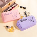 Personalisierte Multicolor Stethoskop Leder Kosmetiktasche mit Namen Portable Reisezubehör Geburtstag Geschenk für Krankenschwester Arzt medizinisches