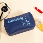 Personalisierte Multicolor Stethoskop Leder Kosmetiktasche mit Namen Portable Reisezubehör Geburtstag Geschenk für Krankenschwester Arzt medizinisches