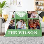 Personalized Family Heart 8 Photos Collage Soft Throw Blanket with Family Name Birthday Home Decoration Gift for Family