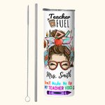 Personalised Cartoon Girl 20oz Skinny Tumbler with Straw and Brush Teacher’s Day Appreciation Gift for Teacher
