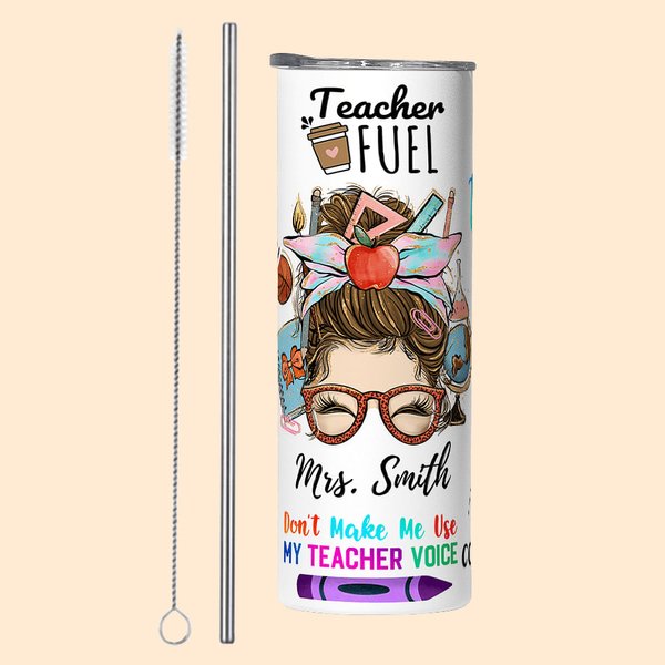 Personalisierte Cartoon Girl 20oz Skinny Becher mit Strohhalm und Pinsel Teacher's Day Wertschätzung Geschenk für Lehrer