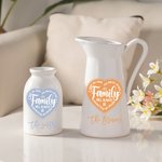 Personalized Family Will Always Be Connected By Heart Flower Ceramic Vase with 1-12 Names Birthday Home Decoration Gift for Family