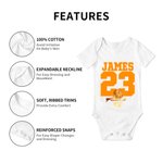 Personalized Football Basketball Sport Theme 100% Cotton Game Day Baby Bodysuit with Name and Number Birthday Baby Shower Gift for Newborns