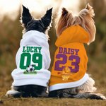 Personalized Multicolour Basketball Football Baseball Pullover Pet Dog Hoodie with Name Number Birthday Gift for Pet Lover Owner