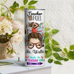 Personalised Cartoon Girl 20oz Skinny Tumbler with Straw and Brush Teacher’s Day Appreciation Gift for Teacher