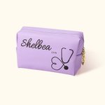 Personalisierte Multicolor Stethoskop Leder Kosmetiktasche mit Namen Portable Reisezubehör Geburtstag Geschenk für Krankenschwester Arzt medizinisches