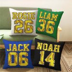 Personalisierte Multicolor Softball werfen Kissenbezug mit Name und Nummer Geburtstag Housewarming Geschenk für Softball Sportliebhaber