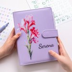 Personalized Multicolour Birth Flower 100 Envelopes Money Saving Challenge A5 Binder with Name Birthday Budget Accessories Gift for Family