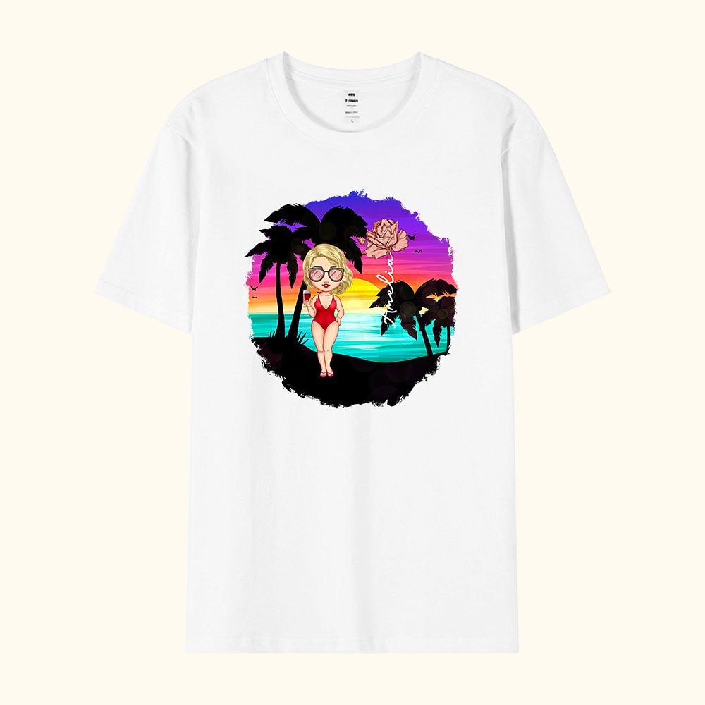 T-Shirt Unisexe 100 % Coton Personnalisé avec Personnage Fleur de Naissance et Nom Cadeau Fête d'Été pour Femme Homme