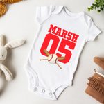 Personalized Football Basketball Sport Theme 100% Cotton Game Day Baby Bodysuit with Name and Number Birthday Baby Shower Gift for Newborns