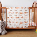 Personalized Cute Peach Floral Name Baby Girl Soft Swaddle Blanket Set with Hat and Headband Baby Shower Coming Home Gift for Newborn