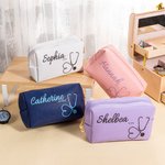 Personalisierte Multicolor Stethoskop Leder Kosmetiktasche mit Namen Portable Reisezubehör Geburtstag Geschenk für Krankenschwester Arzt medizinisches