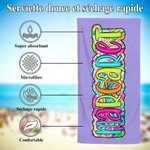 Serviette de Plage Personnalisée avec Prénom Style Paisley Fleur Accessoire à Séchage Rapide Cadeau Anniversaire Vacances d'Été Fête pour Femme