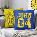 Personalisierte Multicolor Softball werfen Kissenbezug mit Name und Nummer Geburtstag Housewarming Geschenk für Softball Sportliebhaber