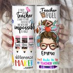 Personalised Cartoon Girl 20oz Skinny Tumbler with Straw and Brush Teacher’s Day Appreciation Gift for Teacher