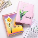 Personalized Multicolour Birth Flower 100 Envelopes Money Saving Challenge A5 Binder with Name Birthday Budget Accessories Gift for Family