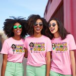 Personalized Summer Vibes Colourful Letter Cartoon 100% Cotton T-shirt with Name Beach Party Vacation Gift for Girls Women