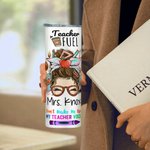 Personalised Cartoon Girl 20oz Skinny Tumbler with Straw and Brush Teacher’s Day Appreciation Gift for Teacher