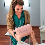 Personalisierte Multicolor Stethoskop Leder Kosmetiktasche mit Namen Portable Reisezubehör Geburtstag Geschenk für Krankenschwester Arzt medizinisches