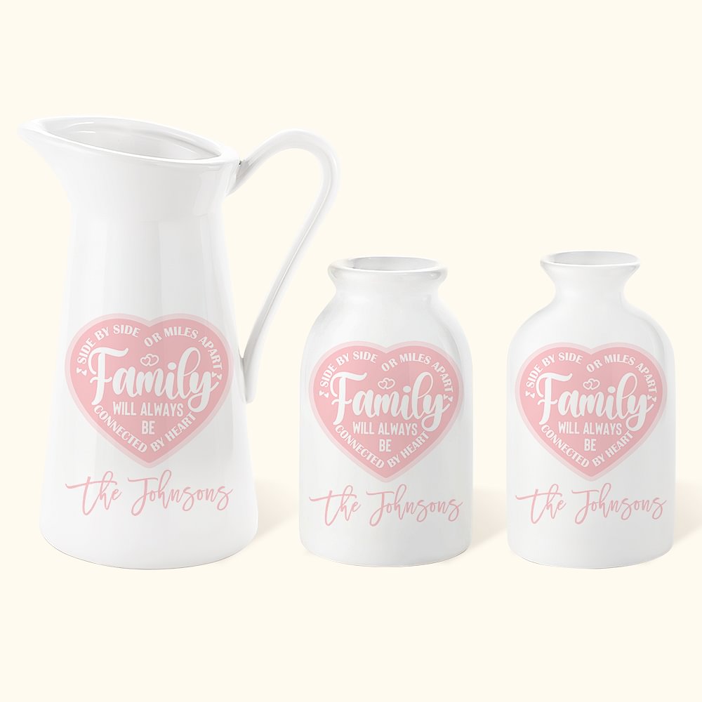Vase à Fleurs en Céramique Personnalisé avec 1-12 Noms Décoration de Maison Cadeau Anniversaire pour Famille