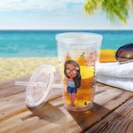 Personalized Cartoon Women Birth Flower 16oz Acrylic Insulated Tumbler with Name Lid and Straw Beach Vacation Wedding Party Gift for Her