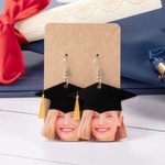 Divertidos Pendientes Colgantes de Acrílico Personalizados con el Nombre de la Cara de la Gorra de Graduación Regalo de Fiesta de Graduación para la Clase de 2025 Graduados