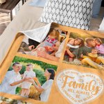 Personalized Family Heart 8 Photos Collage Soft Throw Blanket with Family Name Birthday Home Decoration Gift for Family