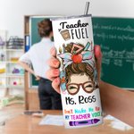 Personalised Cartoon Girl 20oz Skinny Tumbler with Straw and Brush Teacher’s Day Appreciation Gift for Teacher