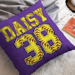 Personalisierte Multicolor Softball werfen Kissenbezug mit Name und Nummer Geburtstag Housewarming Geschenk für Softball Sportliebhaber