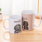 Personalised Sketch Pet Portrait Photo 11oz 15oz Ceramic Mug with Name Birthday Memorial Gift for Pet Lovers Owners