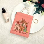 Personalised Retro Wildflower Mrs Coin Earphones Leather Squeeze Pouch Storage Bag with Name Bridal Shower Teacher Appreciation Gift for Women