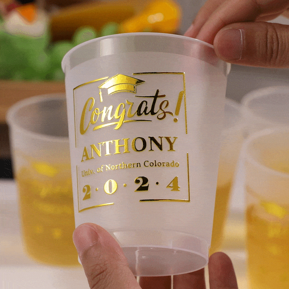 Personalized Congrats 12 oz Frosted Graduation Cups with Name and Text Set of 10 Graduation Party Supplies Gift for Class of 2025 Graduates