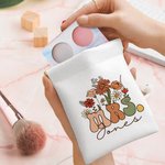Personalised Retro Wildflower Mrs Coin Earphones Leather Squeeze Pouch Storage Bag with Name Bridal Shower Teacher Appreciation Gift for Women