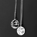Personalized Engraved Basketball Necklace with Name and Number Birthday Game Day Gift for Basketball Lover
