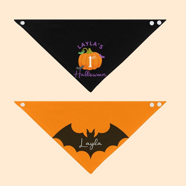 Personalisierte Fledermaus Kürbis einstellbar 100% Baumwolle Baby Bandana Lätzchen mit Namen 1st Halloween Baby Dusche Geschenk für Baby Mädchen Junge