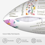 Personalized Floral Cross Bible Scripture Throw Pillow Cover with Name The First Baptism Communion Confirmation Gift for Daughter Goddaughter