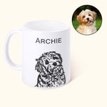 Personalised Sketch Pet Portrait Photo 11oz 15oz Ceramic Mug with Name Birthday Memorial Gift for Pet Lovers Owners