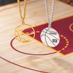 Personalized Engraved Basketball Necklace with Name and Number Birthday Game Day Gift for Basketball Lover