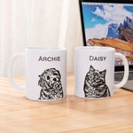 Personalised Sketch Pet Portrait Photo 11oz 15oz Ceramic Mug with Name Birthday Memorial Gift for Pet Lovers Owners