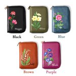 Personalized Watercolour Birth Flower Leather Notebook Organizer with Name and Notebook Travel Accessories Birthday Gift for Travel Lovers