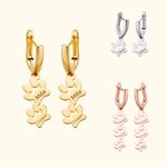 Personalised Cute Dog Paw Prints Women Huggie Hoop Earrings with Engraved Name Birthday Memorial Gift for Pet Lovers