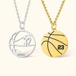 Personalized Engraved Basketball Necklace with Name and Number Birthday Game Day Gift for Basketball Lover
