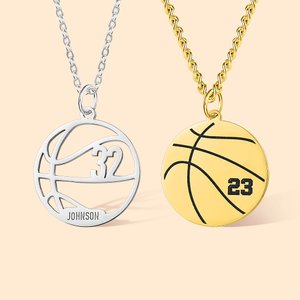 Henkilökohtainen kaiverrettu koripallo kaulakoru nimi ja numero syntymäpäivä peli päivä lahja koripallo rakastaja