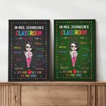 Henkilökohtainen sarjakuva nainen Canvas maalaus nimi luokkahuoneen sisustus Opettajan päivä arvostus lahja opettajalle