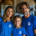 Personalisierte Familie Kreuzfahrtschiff Anker 100 % Baumwolle Kind Erwachsenen-T-Shirt mit Namen und Text Jahrestag Reise Geschenk für Familie Paar