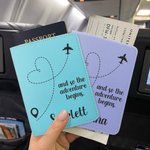 Personalized Airplane Heart Route Leather Passport Holder Luggage Tag Set with Name Travel Accessories Gift for Travel Lover